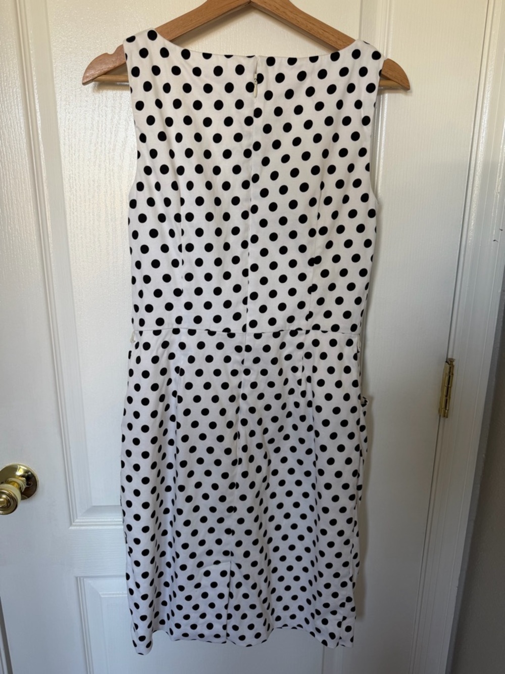 Chaps White Sleeveless Polka Dot Midi Dress - Picture 3 of 5